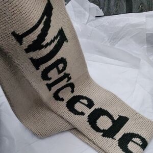 Mercedes Benz Unisex Beige Scarf with Black Text
